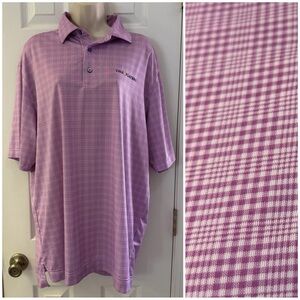FootJoy FJ The Players Mens Short Sleeve Golf Polo Purple Plaid Large